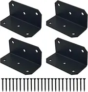 Folpus L Bracket 90 Degree Corner Brace with Screws Metal Joint Fastener Corner Bracket Heavy Duty for Bookshelf Tables Chairs Deck , 4 Set