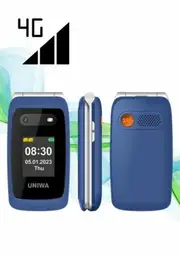 4G Volte HAC Hear Aid Unlocked Flip Cell Phone SOS Button Seniors Big Button Basic Phone Elderly Mobile Cell Phone (Blue)