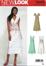 New Look N6600 Side Tie Wrap Dress w Short Sleeves, Sleeveless Sz 10-22 UNCUT