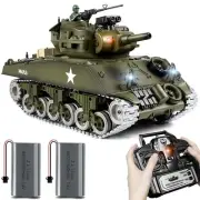 1:18 RC Tank, Metal US M4A3 Sherman Remote Control Model Army Tank That Shoot...