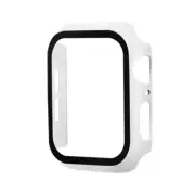 Hard PC Bumper Case w/ Tempered Glass for Apple Watch 41mm Series 7 CLOUDY WHITE