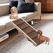Aitakatta Dog Ramp for Bed, Adjustable Portable Folding Pet Ramp, 32" Long Wooden Pet Ramp with Non-Slip Traction Mat for Small Medium Dogs, Dog Climbing Ladder for Sofa, Bed, Couch,Car(LGPT2,Brown)