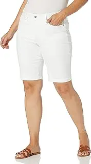 [NYDJ] Women's Plus Size Briella Jean Shorts with Roll Cuffs | Slimming & Flattering Fit, Optic White, 28