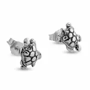 Azaggi 925 Sterling Silver Mini Tortoise Turtle Terrapin Reptile Stud Earrings
