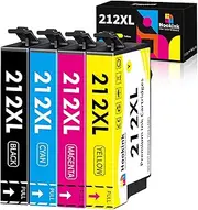 Hookink 212XL Ink Cartridges 4-Pack Compatible for Epson 212XL Ink Cartridges for Epson Expression Home XP-2100 XP-3100 XP-3105 XP-4100 Workforce WF-2810 WF-2830 WF-2850 Printer (1B, 1C, 1M, 1Y)