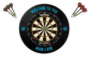 Winmau Blade 6 TRIPLE CORE Dart Board + Man Cave Dartboard Surround + Darts