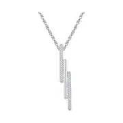 14k White Gold Round Diamond Triple Vertical Bar Pendant 1/8 Cttw