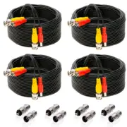 4 x 50FT Video Power Cable BNC DC Security Camera RCA DVR Cord for CCTV