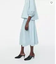 COS BLUE SMOCKED A-LINE MIDI SKIRT WOMENS 2 NWT