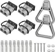 4Pcs Battery Connector for 175Amp Anderson Connector Kit 175A Quick Connect Plug 600V Jumper Cables Connector with Handle and Anderson Plug Cover for Camper Car Recovery Winch Trailer (Grey)