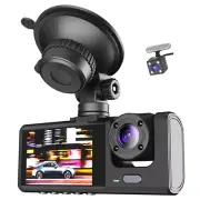 1080P HD 3 Lens Dash Cam Car DVR Video Recorder Front Rear Cameras G-sensor Lock (for: Fiat)