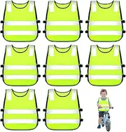 Vegena Children's Safety Vest, Pack of 8, Children's Safety Vest, Safety Vest, Car Reflective Vest for Children, Reflective Vest Children for Road Traffic Protection, Boys and Girls, Children's Safety Vest 3-12 Years