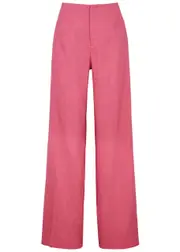 Frame Wide-leg Linen-blend Trousers - Pink - 8 8