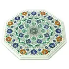 18" Marble Side End Table Top Semi Precious Stones Floral Inlay Handmade Work