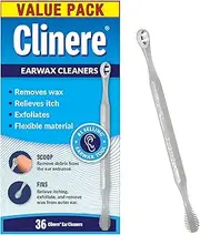 Clinere® Ear Cleaners Club Value Pack, 36 Count Earwax Remover Tool for Safely Cleaning Ear Canal at Home, Itch Relief, Wax Buildup, Works Instantly