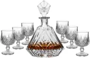 Whiskey Decanter Set, Triangle Premium Crystal Liquor Decanter with 6 Goblet Gla