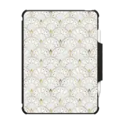 iPad Air 11-inch (M2/M3) Impact Folio Case White Marble and Gold Art Deco Scales Pattern