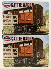 2x VINTAGE AIRFIX 02659-2 HO/OO CATTLE WAGON PLASTIC MODEL RAILWAY KITS BOXED