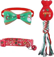 Christmas Pet Collars, Bell Collars Necklaces Small Dogs Cats Decorations Red Green Series Handmade Christmas Supplies (Red Tree)