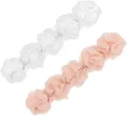 PEPLAYTAL 2pcs Headbands with Five Flower Design Soft Elastic Hair Accessories for White and Pink for Everyday Wear and Special Occasions