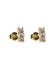 Argento Vivo 18K Gold Plated Triple Cubic Zirconia Stud Earrings