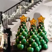 Latex Balloon Christmas Tree Balloon Set Stars Golden Green Balloon Festival