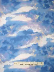 Cloudy Sky Fabric - Clouds Sky Purple Blue Whie Skies Wilmington #83040 - Yard