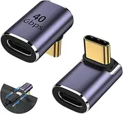 USB C Right Angle Adapter, USB C Male to Female 90 Degree Connector, with 40 Gbps PD 100W 8K 60hz Video Charge Compatible, for Thunderbolt 4/3, ROG Ally, Steam Deck, Switch, Dock, Mac, Tablet (2Pcs)