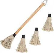SUPVOX Grill Basting Mop Set BBQ Mop Wooden Handle for Cooking Oil Sauce Application Space-Saving Design