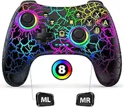 Gammeefy Hall Effect Switch Controller for Nintendo Switch/Lite/OLED, Wireless Switch Pro Controller Compatible with PC/Android/iOS, 9 Color Adjustable LED Switch Remote with App & Programmable