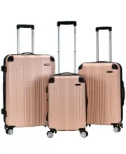 3 PC Rockland London Hardside Expandable Luggage with Spinner Wheels Beige