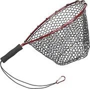 Fishing Net Soft Silicone Fish Landing Net Alu um Alloy Pole EVA Handle with Elastic Strap and Carabiner Fishing Nets Tools Accessories for Catching Fishes