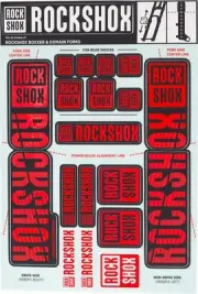 Fork Decal Kits - RockShox Fork Decal Kit - 35mm Dual Crown, Red - Sticker/Decal