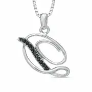 Enhanced Black Natural Diamond Accent "D" Initial Pendant in Sterling Silver