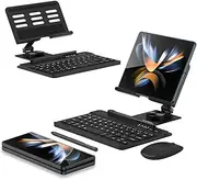 [Jarttarn] Folding Bracket Compatible with Samsung Galaxy Z Fold 4/Fold 3/Fold 2/Fold 1 Bluetooth Keyboard Holder Desk Rotation Stand Desktop (Black)