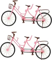Totority Two-Seater Bicycle Cycle Miniature Sculpture Art Ornaments Mini Bike Decor Bike Sculpture Bike Figurine Cycle Model Mini Bike Decor Simulation Bike Abs Pink