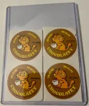 1978 JIM DAVIS 4 EACH GARFIELD CHOCOLATEY SCRATCH/SNIFF STICKERS