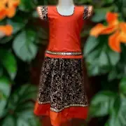 Girls Small Kalidar Kurta w/Chaubandi Chola Dress Frock Bolero Jacket Saffron