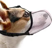 JOYPAWS Dog Muzzle, Breathable Soft Muzzle for Small Dogs to Anti & Prevent Barking Biting Chewing, Reflective & Adjustable Basket Muzzle with Air Mesh for Toy Poodles Pink S