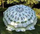 Umbrella Indian Cotton Hand Block Palm Tree Print Outdoor Beach Garden Sun Shade