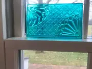 LUCITE PANEL SUN CATCHER EASTLAKE AND GOTHIC EMBOSSED DESIGNS- EMERALD GREEN