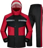 [KDOQ] Waterproof Rain Jacket Waterproof Rain Suit (Jacket + Trousers) Windproof Breathable Rain Gear with Hood Rain Coat Heavy Duty Cycling Rainwear Portable Outdoor Work Wear (Color : C, Size : XL)