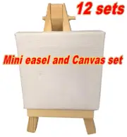 Pk12 Mini Timber Easel Display Stand & Canvas (7 x 7 cm) Artist Painting Party