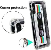 Case for Galaxy A50 with Reinforced Corners TPU Soft Bumper Retro Cassette Tape