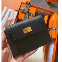 在飛比找Yahoo!奇摩拍賣優惠-Hermès 愛馬仕 Kelly Pocket 短錢包 黑金