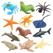 12Piece Sea Creatures Figures Realistic Shark Environmental True Reflection of
