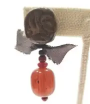 Vintage Teresa Goodall Bead Drop Earrings. Jewelry VTG Clip Bow Gold Backing
