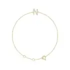 14k Yellow Gold .06 CTW Natural Diamond Initial N 6-7" Bracelet Gift for Mother