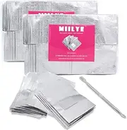 MIILYE Nail Foil Wraps Remover for Acrylic/UV/Gel Polish Soak-off Removal, with Pre-attached Lint Free Pad, Pack of 200 Wraps + 1x Stainless Steel Nail Manicure Remover Scraper Cuticle Pusher
