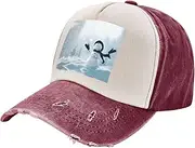 [JBYJBX] Christmas Happy Snowman Print Vintage Style Washed Baseball Cap Adjustable Dad Hat with Classic Brim Unisex Hat